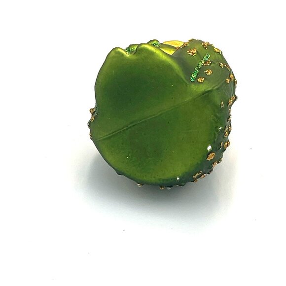 Old World Christmas Blown Glass Ornament Sitting Frog Metallic Glitter 3.5" H - Picture 6 of 6